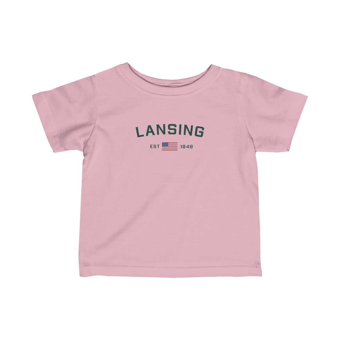 'Lansing EST 1848'' T-Shirt (w/USA Flag Outline) |  Infant Short Sleeve