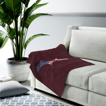 Michigan Upper Peninsula Plush Blanket (w/ UP USA Flag Outline) | Old Mission Burgundy