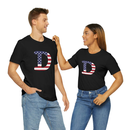 Detroit 'Old French D' T-Shirt (w/ USA Flag Outline) | Unisex Standard Fit