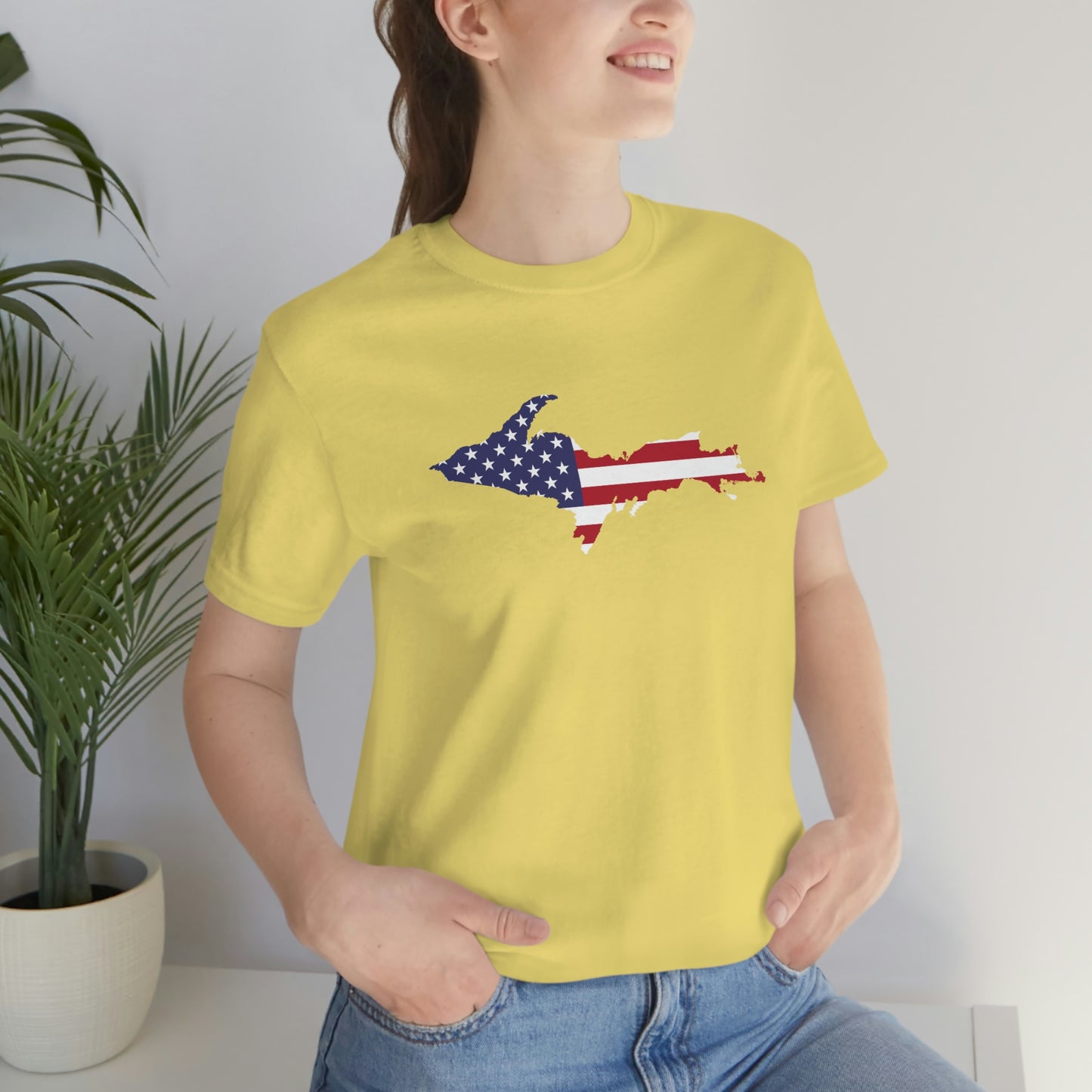 Michigan Upper Peninsula T-Shirt (w/ UP USA Flag Outline) | Unisex Standard Fit