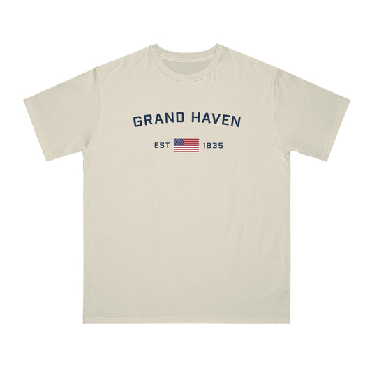 'Grand Haven EST 1835' T-Shirt (w/ USA Flag | Organic Unisex