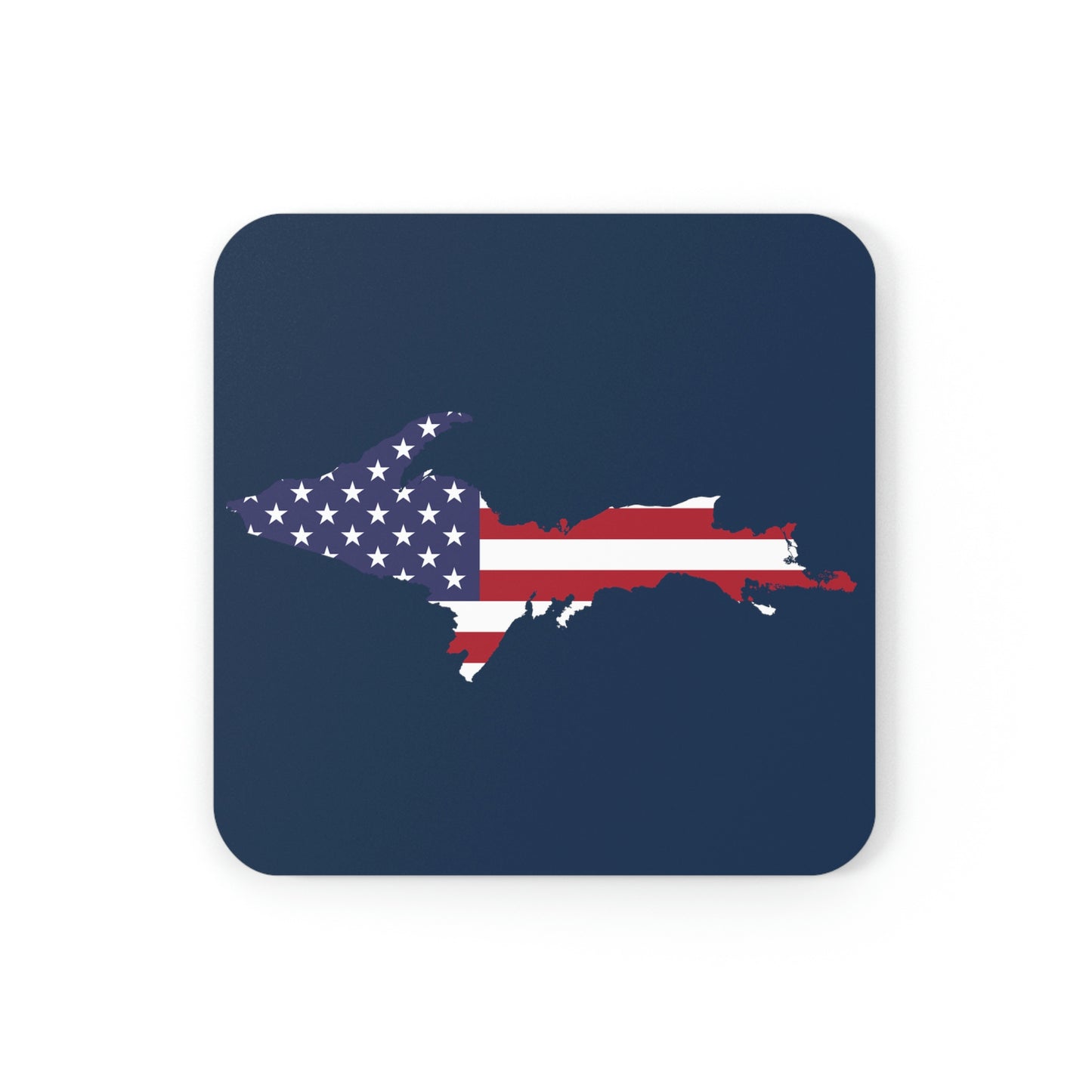 Michigan Upper Peninsula Coaster Set (Navy w/ UP USA Flag Outline) | Corkwood - 4 pack