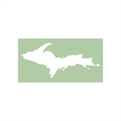 Michigan Upper Peninsula Bumper Sticker (w/ UP Outline) | Green Tea Color Background