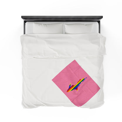 Michigan Upper Peninsula Plush Blanket (w/ UP Pride Flag Outline) | '67 Caddie Pink