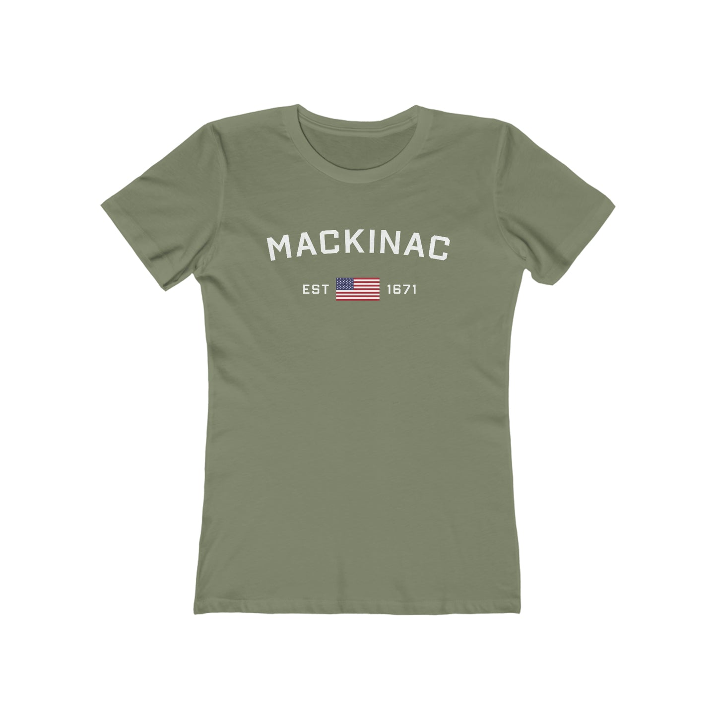 'Mackinac EST 1671' (w/USA Flag Outline) | Women's Boyfriend Cut