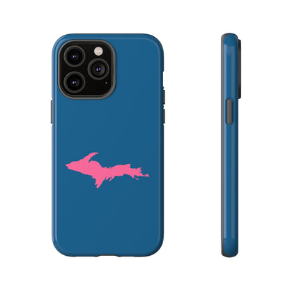 Michigan Upper Peninsula Tough Phone Case (Blueberry w/ Pink UP Outline) | Apple iPhone