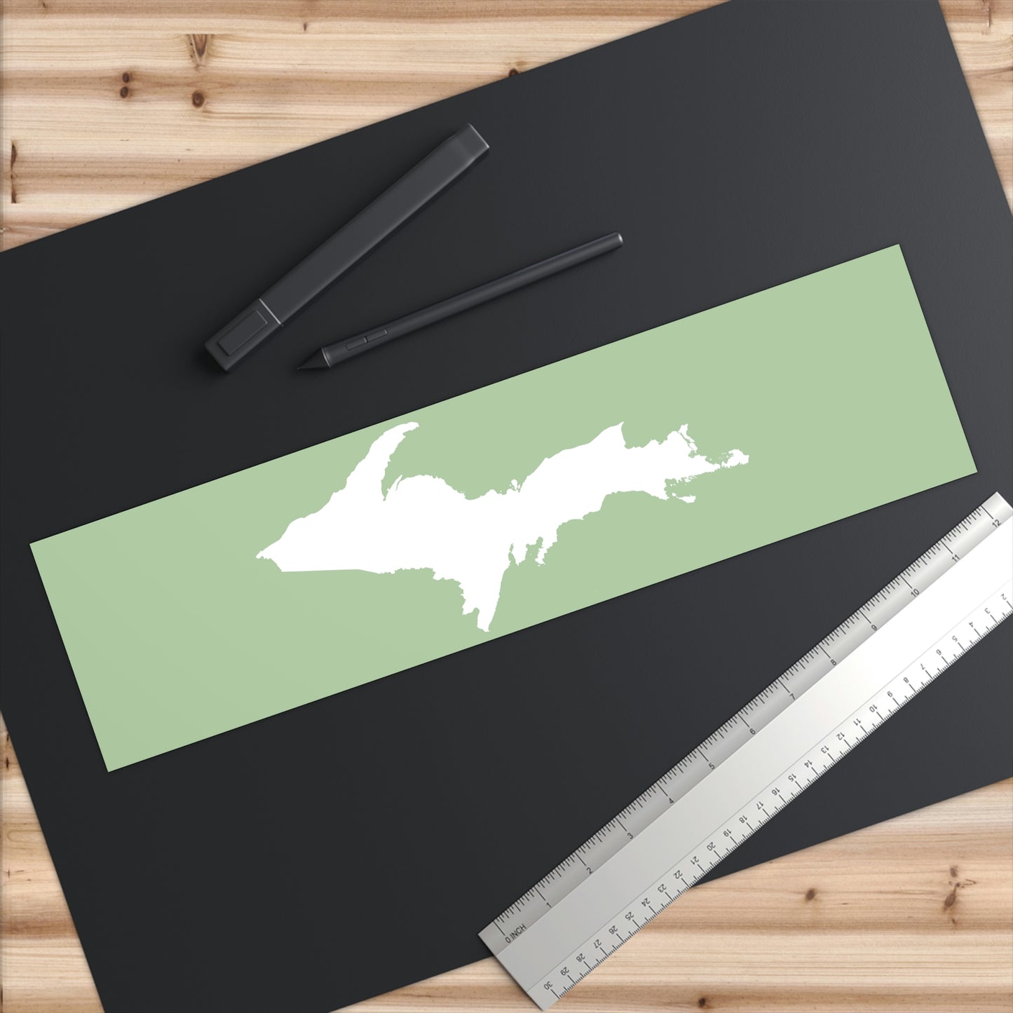 Michigan Upper Peninsula Bumper Sticker (w/ UP Outline) | Green Tea Color Background