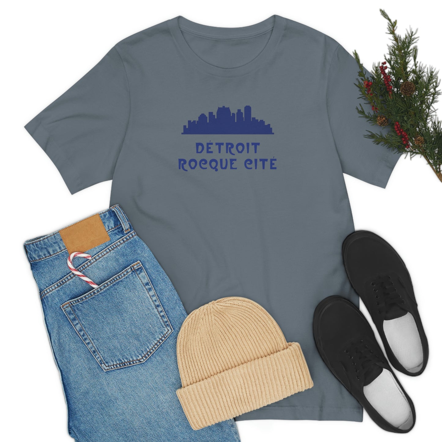 'Détroit Rocque Cité' with Skyline T-Shirt | Unisex Standard Fit