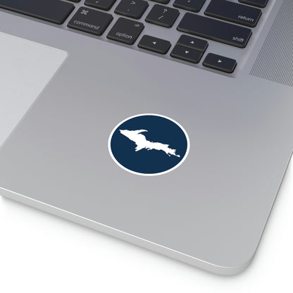 Michigan Upper Peninsula Round Stickers (Navy w/ UP Outline) | Indoor\Outdoor