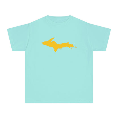 Michigan Upper Peninsula T-Shirt (w/ Gold UP Outline) | Youth Garment-Dyed