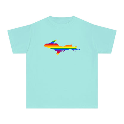 Michigan Upper Peninsula T-Shirt (w/ UP Pride Flag Outline) | Youth Garment-Dyed