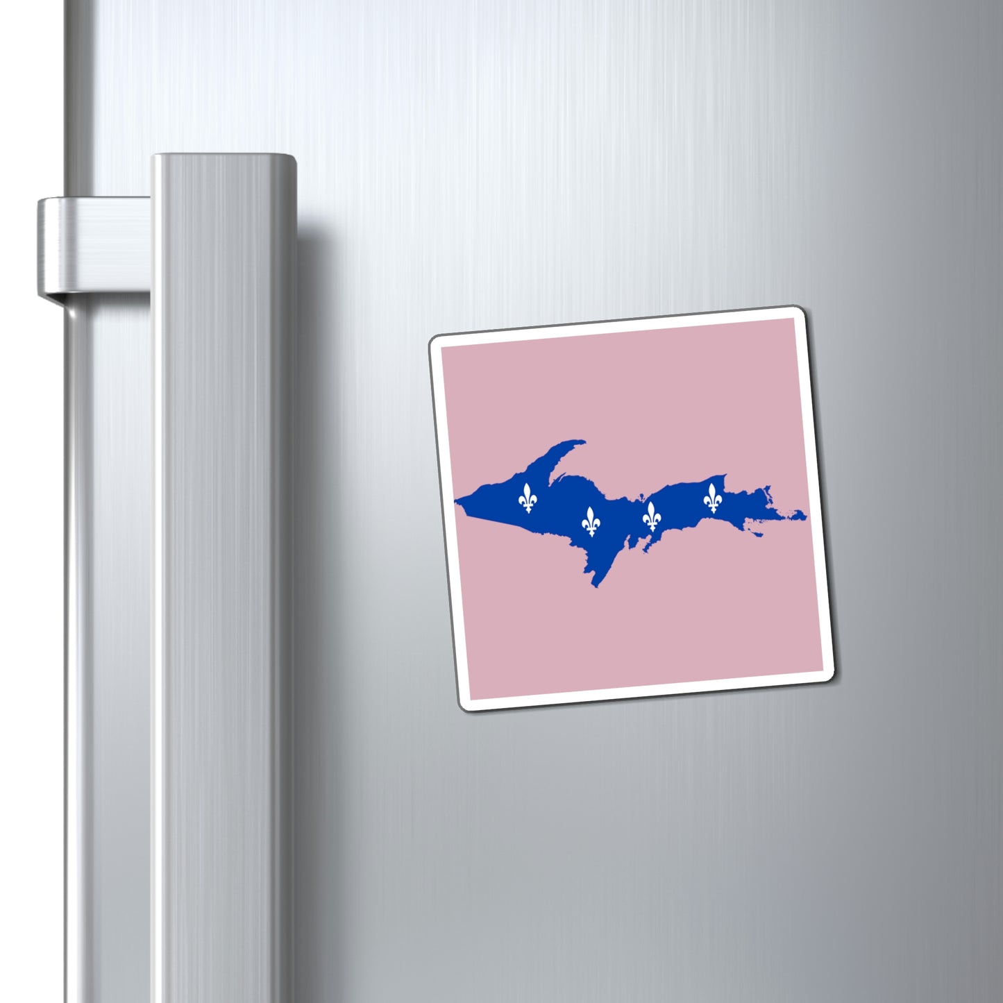 Michigan Upper Peninsula Square Magnet (Pink w/ UP Quebec Flag Outline)