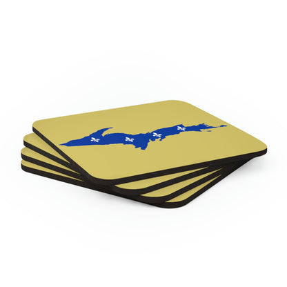 Michigan Upper Peninsula Coaster Set (Plum Yellow w/ UP Quebec Flag Outline) | Corkwood - 4 pack