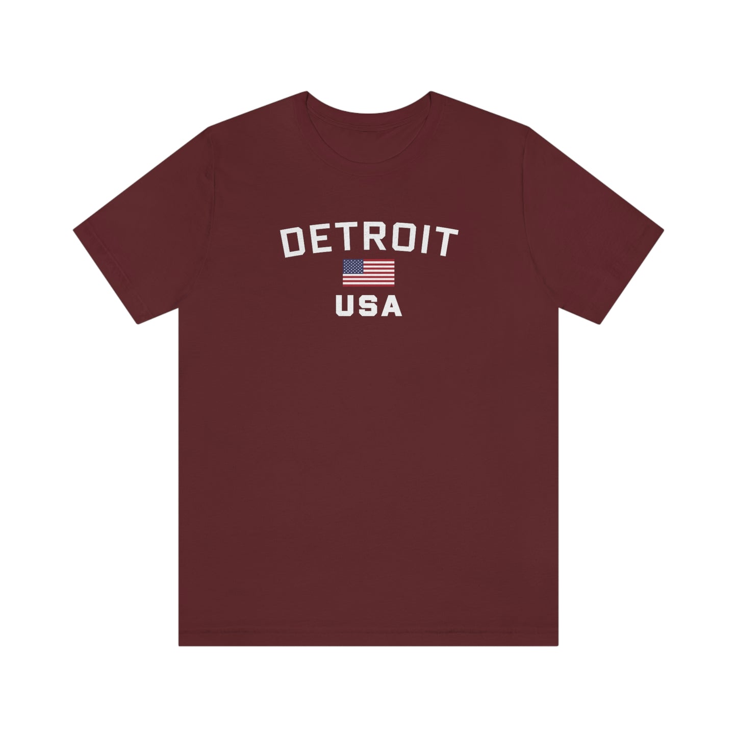 'Detroit USA' T-Shirt (w/ USA Flag Outline) | Unisex Standard Fit