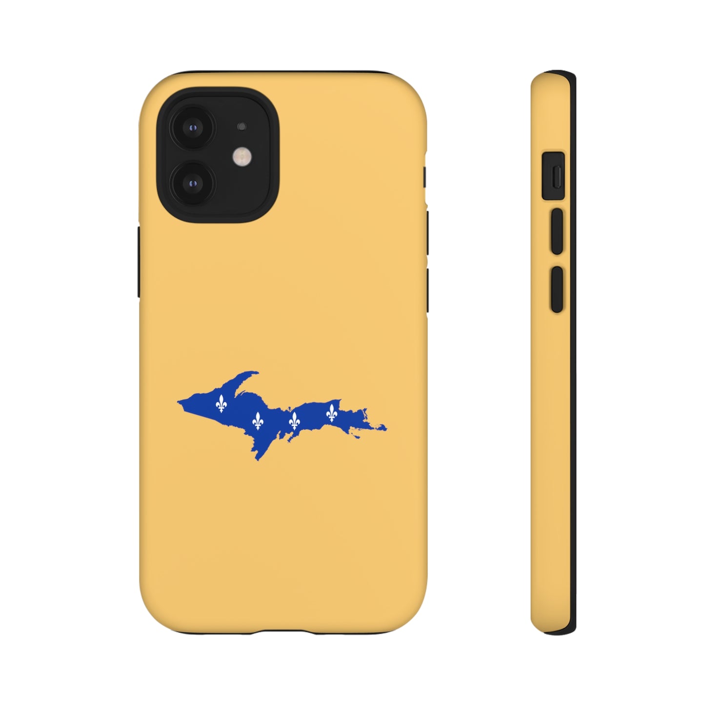 Michigan Upper Peninsula Tough Phone Case (Citrine Color w/ UP Quebec Flag Outline) | Apple iPhone