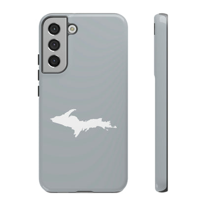 Michigan Upper Peninsula Tough Phone Case (Silver w/ UP Outline) | Samsung & Pixel Android