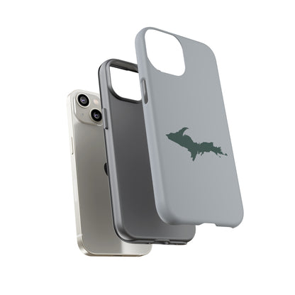 Michigan Upper Peninsula Tough Phone Case (Silver w/ Green UP Outline) | Apple iPhone