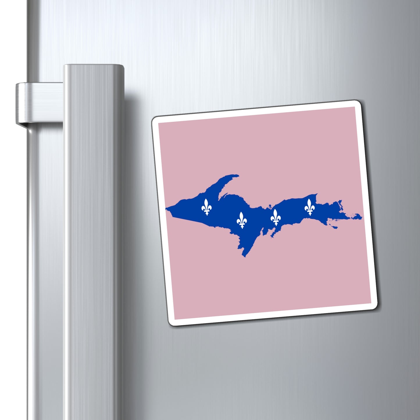 Michigan Upper Peninsula Square Magnet (Pink w/ UP Quebec Flag Outline)