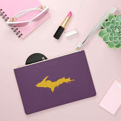 Michigan Upper Peninsula Clutch Bag (Plum w/ Gold UP Outline)