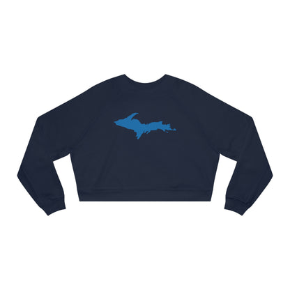 Michigan Upper Peninsula Sweatshirt (w/ Azure UP Outline) | Cropped Mid-Length