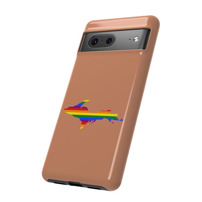 Michigan Upper Peninsula Tough Phone Case (Copper Color w/ UP Pride Flag Outline) | Samsung & Pixel Android