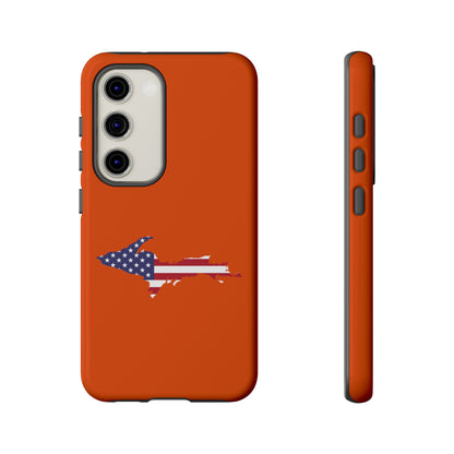 Michigan Upper Peninsula Tough Phone Case (Maple Leaf Orange w/ UP USA Flag Outline) | Samsung & Pixel Android