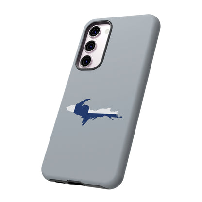 Michigan Upper Peninsula Tough Phone Case (Silver w/ UP Finland Flag Outline) | Samsung & Pixel Android