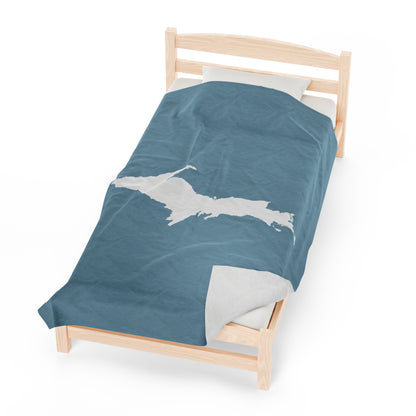 Michigan Upper Peninsula Plush Blanket (w/ UP Outline) | Opal Blue