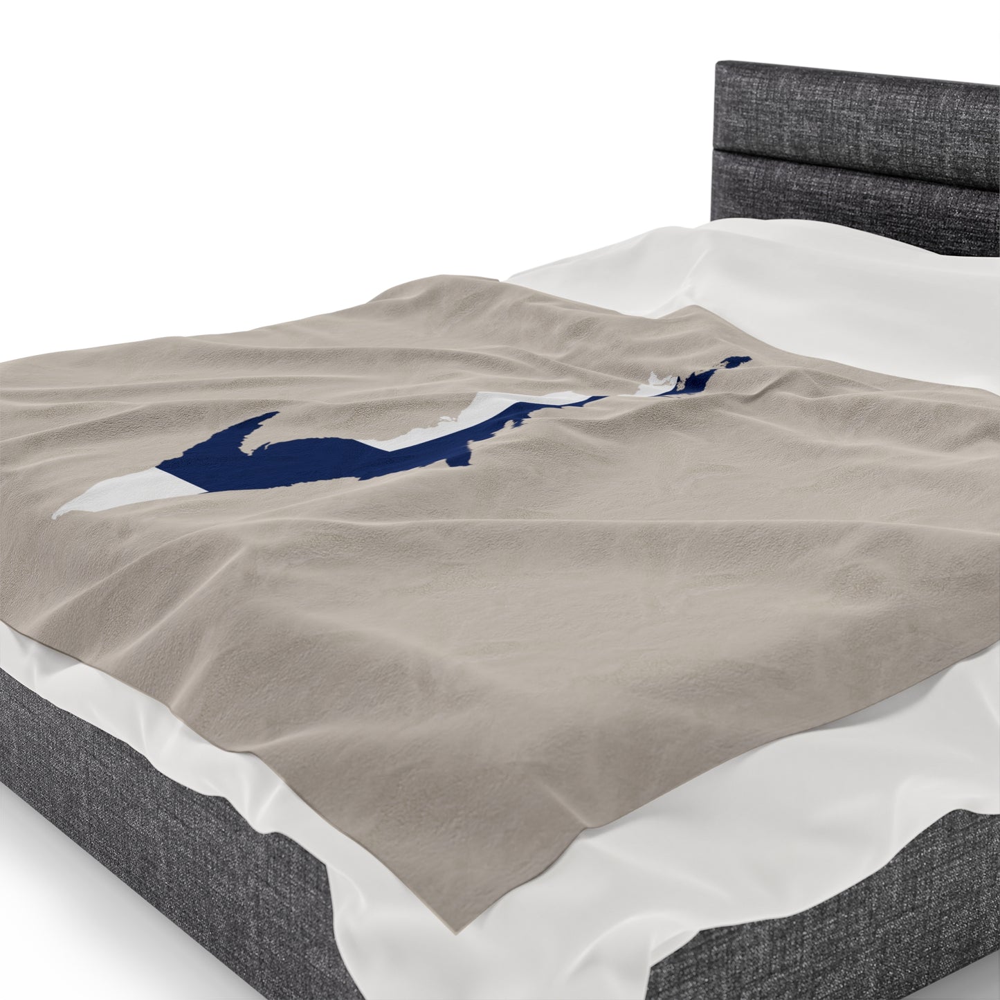 Michigan Upper Peninsula Plush Blanket (w/ UP Finland Flag Outline) | Canvas Color