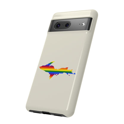 Michigan Upper Peninsula Tough Phone Case (Ivory Color w/ UP Pride Flag Outline) | Samsung & Pixel Android