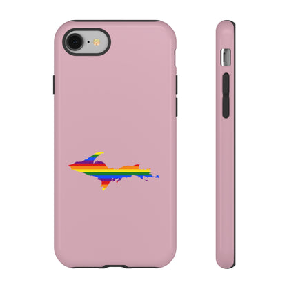 Michigan Upper Peninsula Tough Phone Case (Pink w/ UP Pride Flag Outline) | Apple iPhone