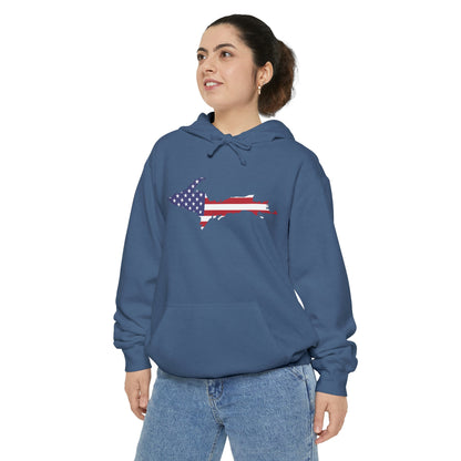 Michigan Upper Peninsula Hoodie (w/ UP USA Flag Outline) | Unisex Garment-Dyed