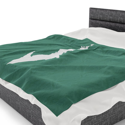 Michigan Upper Peninsula Plush Blanket (w/ UP Outline) | '64 Metallic Mint Green