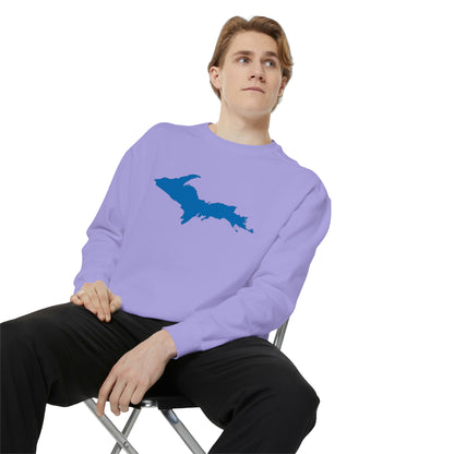 Michigan Upper Peninsula Sweatshirt (w/ Azure UP Outline) | Unisex Garment Dyed