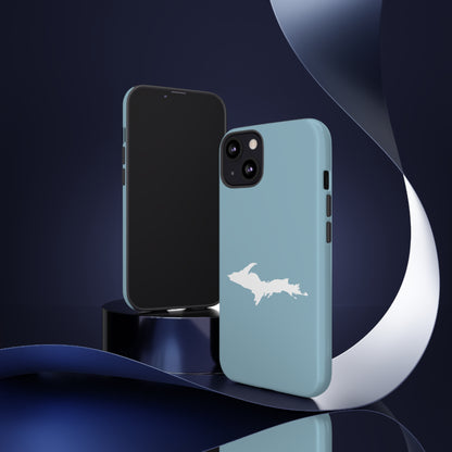 Michigan Upper Peninsula Tough Phone Case (Opal Blue w/ UP Outline) | Apple iPhone