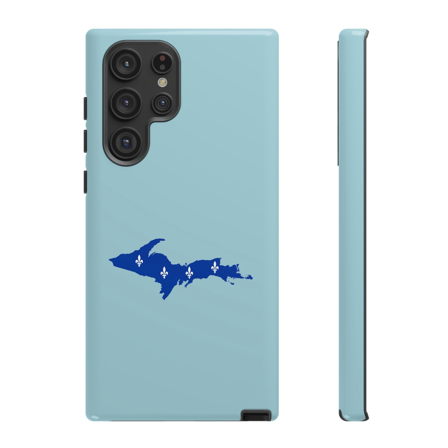 Michigan Upper Peninsula Tough Phone Case ('58 Caddie Blue w/ UP Quebec Flag Outline) | Samsung & Pixel Android