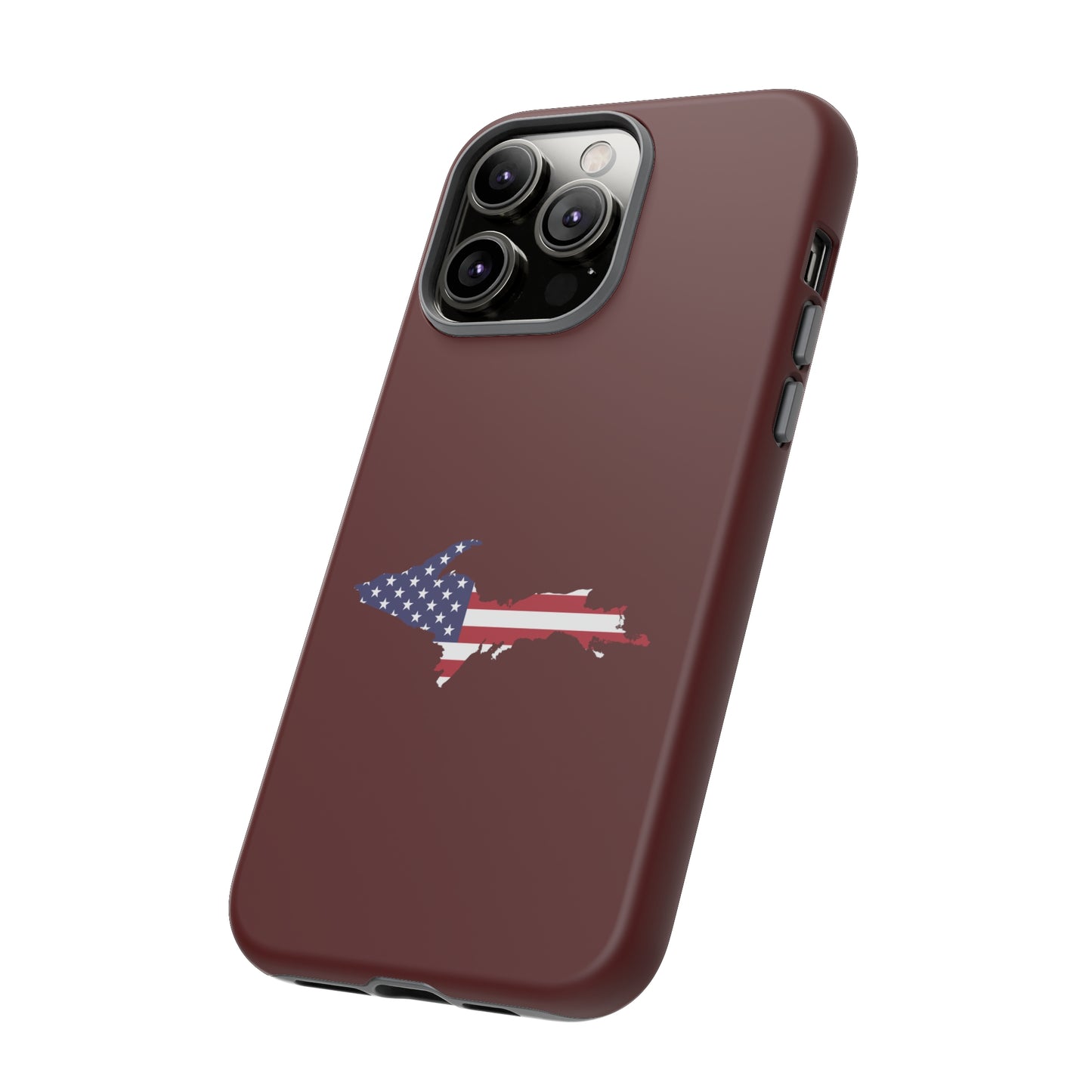 Michigan Upper Peninsula Tough Phone Case (Cherrywood Color w/ UP USA Outline) | Apple iPhone