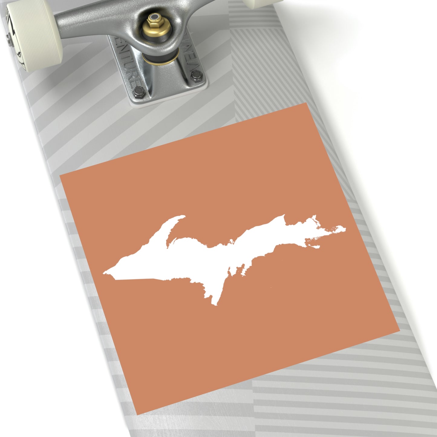 Michigan Upper Peninsula Square Sticker (Copper Color w/ UP Outline) | Indoor/Outdoor