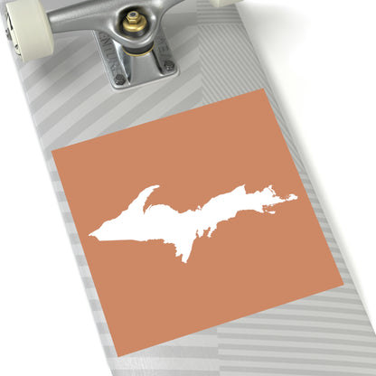 Michigan Upper Peninsula Square Sticker (Copper Color w/ UP Outline) | Indoor/Outdoor