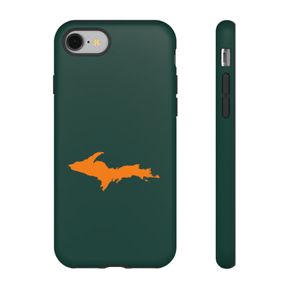 Michigan Upper Peninsula Tough Phone Case (Green w/ Orange UP Outline) | Apple iPhone