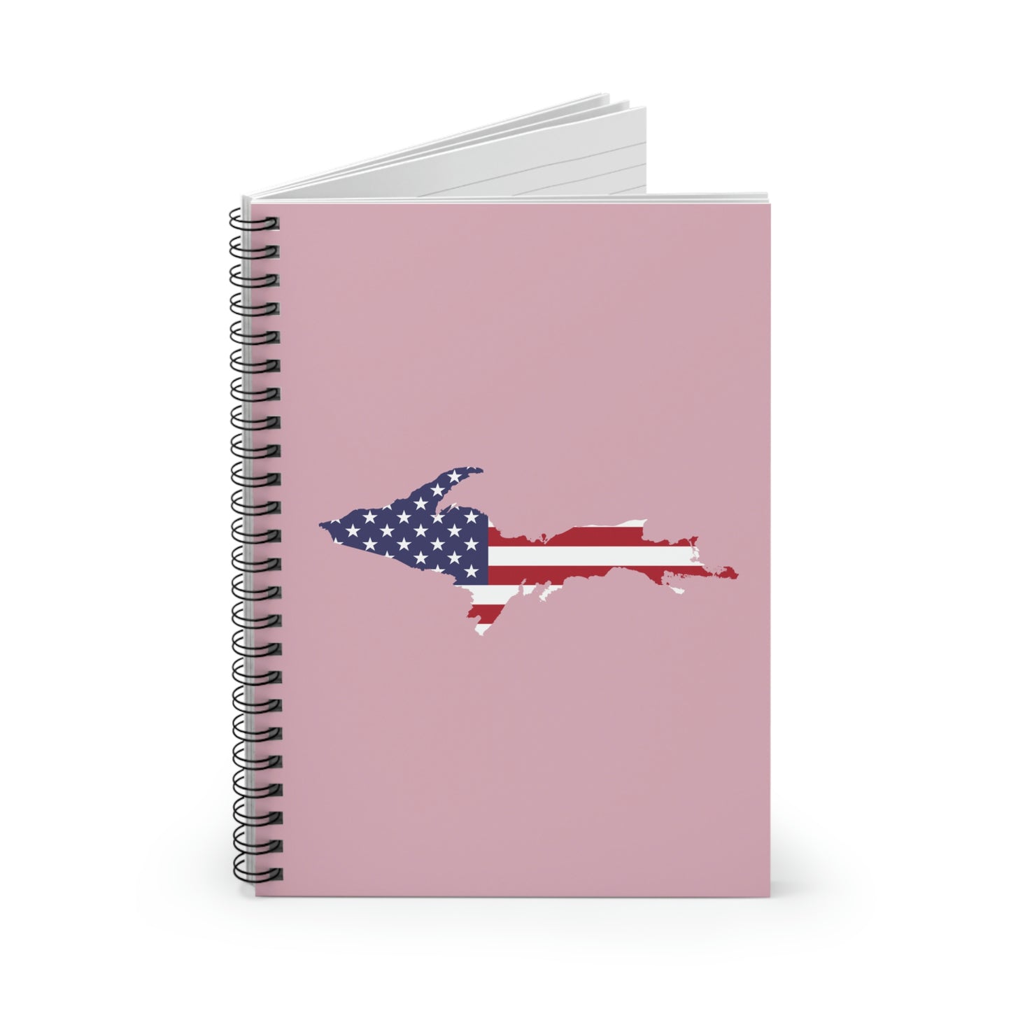 Michigan Upper Peninsula Spiral Notebook (w/ UP USA Flag Outline) | Pink