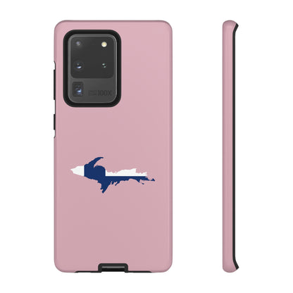 Michigan Upper Peninsula Tough Phone Case (Pink w/ UP Finland Flag Outline) | Samsung & Pixel Android