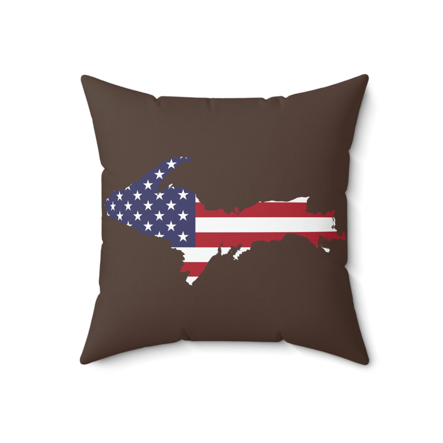 Michigan Upper Peninsula Accent Pillow (w/ UP USA Flag Outline) | Hickory Color