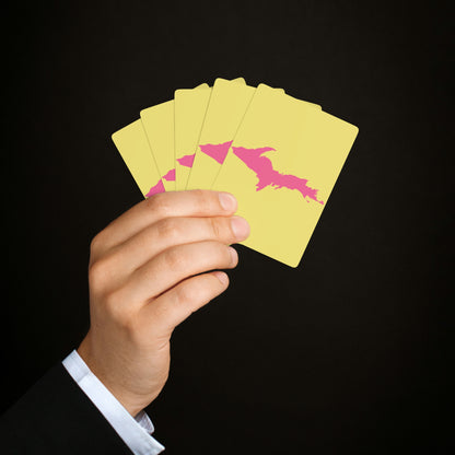 Michigan Upper Peninsula Poker Cards (Yellow Cherry Color w/ Pink UP Outline)