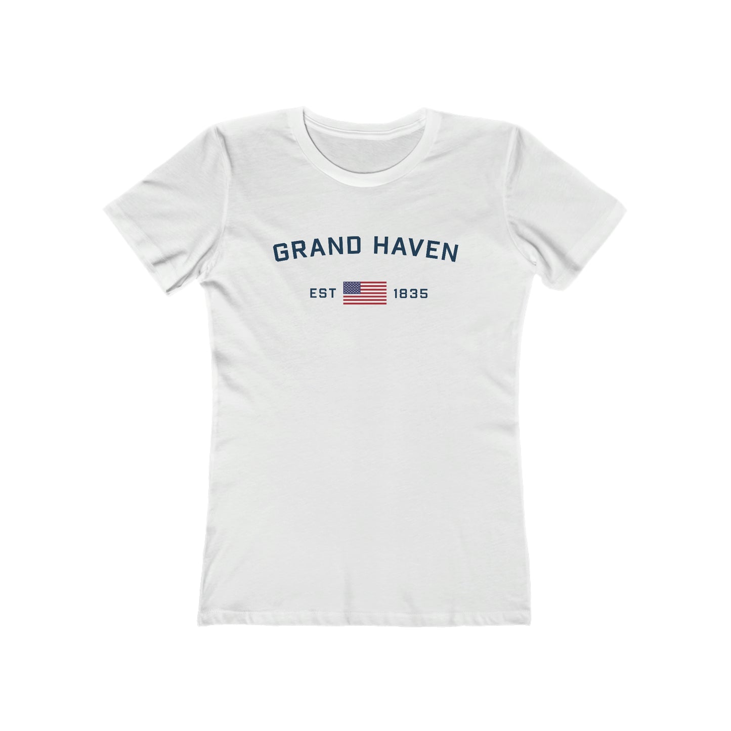 'Grand Haven EST 1835' (w/USA Flag Outline) | Women's Boyfriend Cut