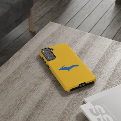 Michigan Upper Peninsula Tough Phone Case (Gold w/ Azure UP Outline) | Samsung & Pixel Android