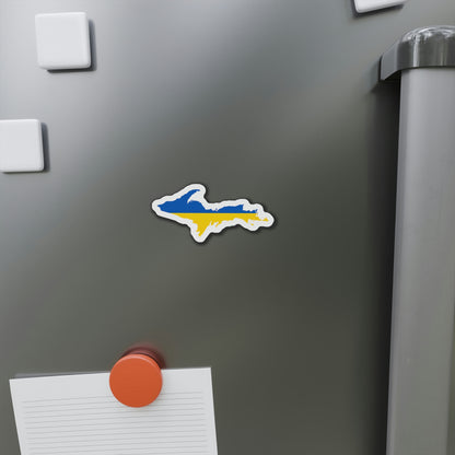 Michigan Upper Peninsula Kiss Cut Magnet (w/ UP Ukraine Flag Outline)