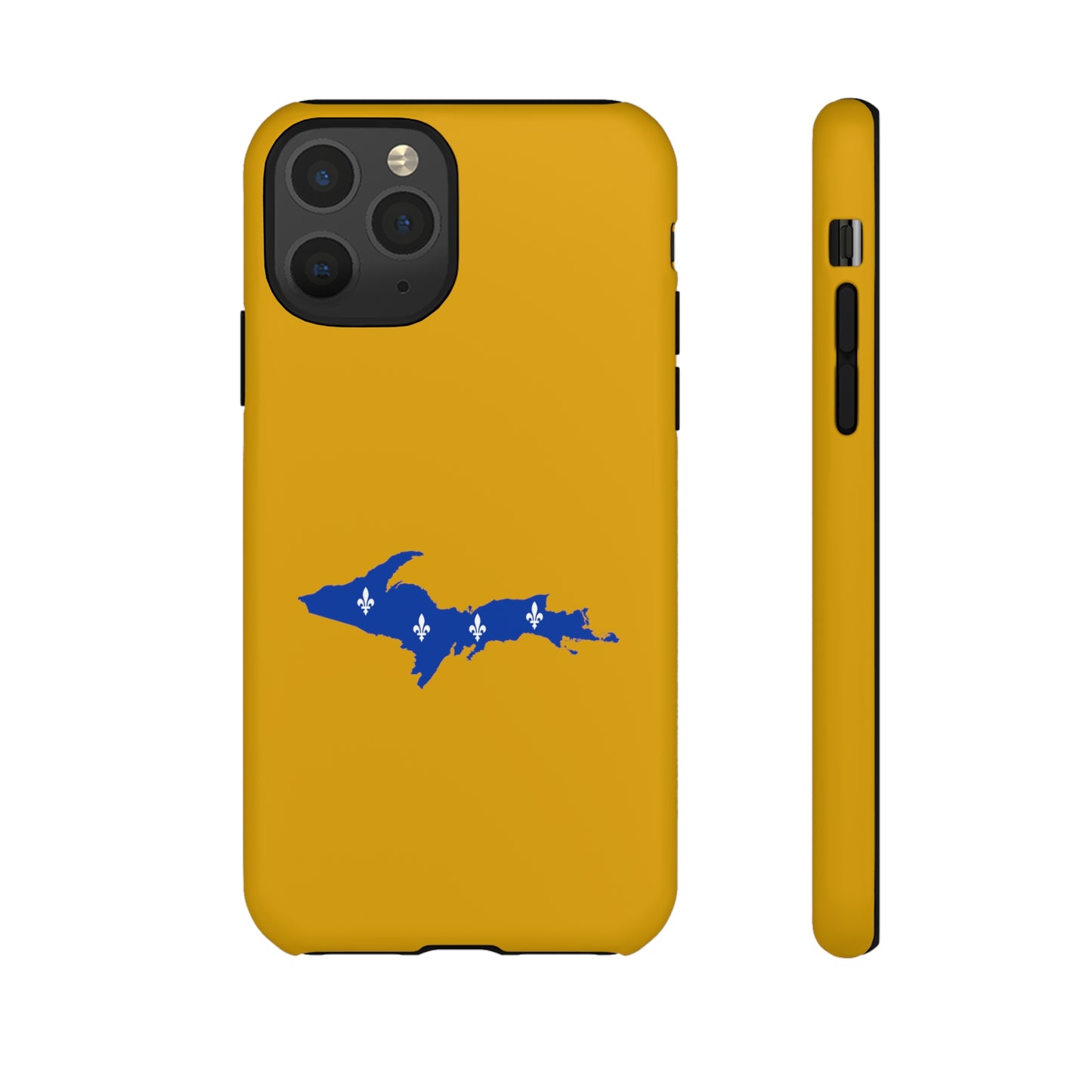 Michigan Upper Peninsula Tough Phone Case (Gold w/ UP Quebec Flag Outline) | Apple iPhone