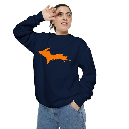 Michigan Upper Peninsula Sweatshirt (w/ Orange UP Outline) | Unisex Garment Dyed