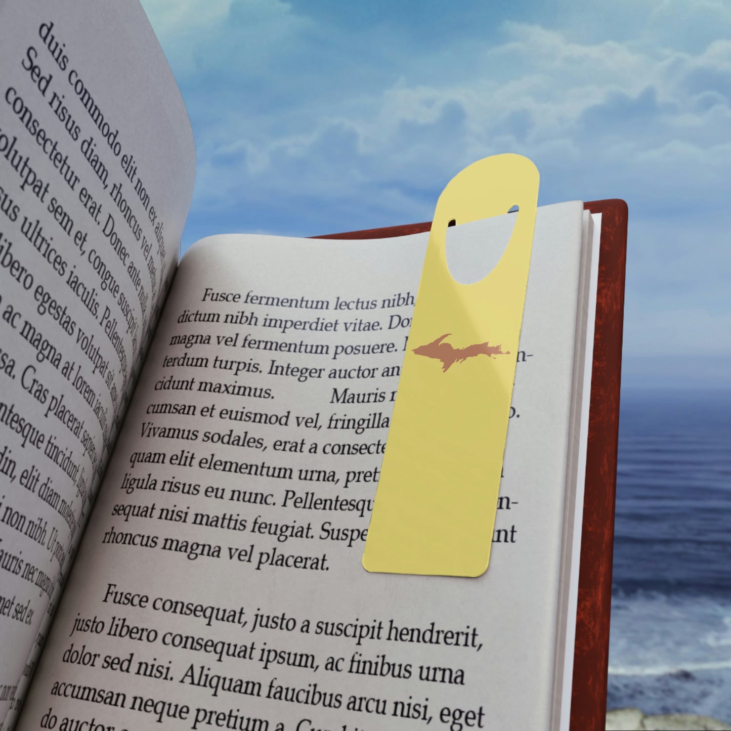 Michigan Upper Peninsula Metal Bookmark (w/ Copper UP Outline) | Yellow Cherry